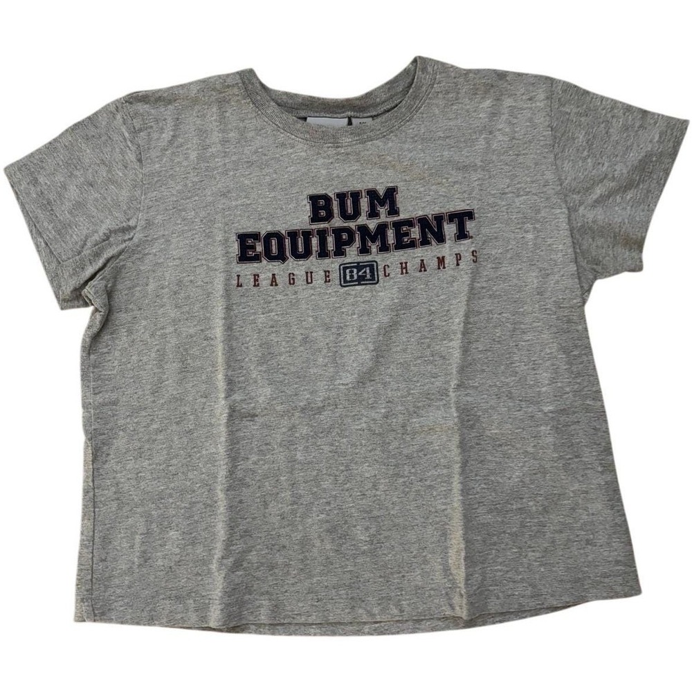 Vintage BUM EQUIPMENT League Champs Graphic T Shirt Grey Women Size S M